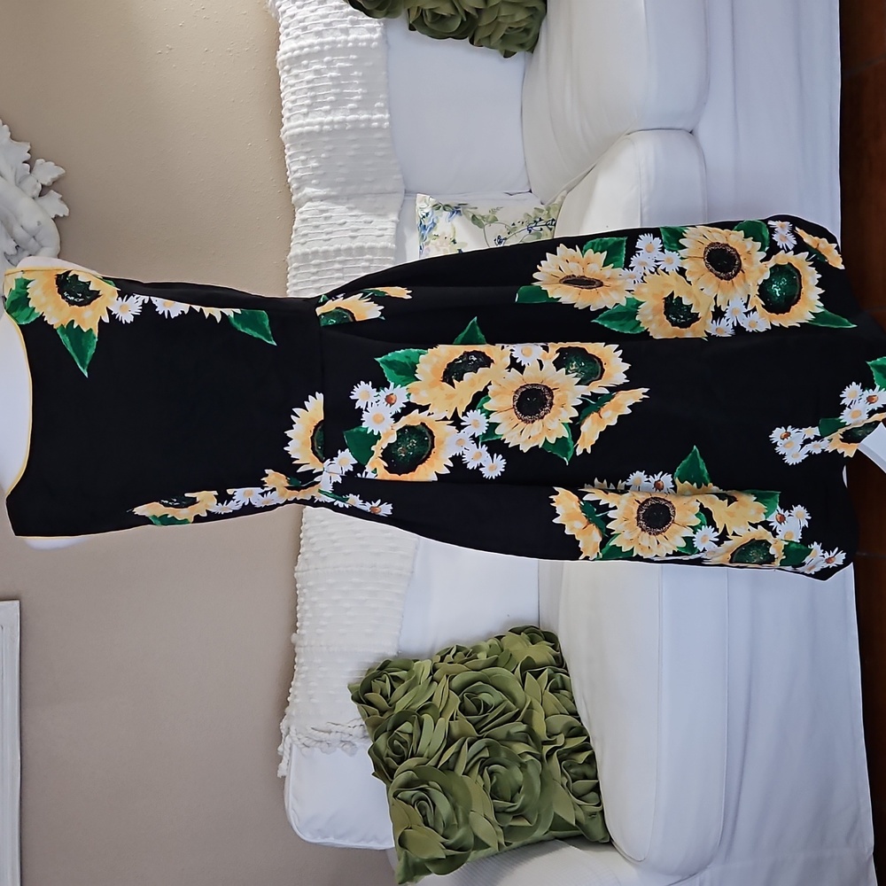 New York & Company Eva Mendes Midi Sunflower Dress Size 14 NWT